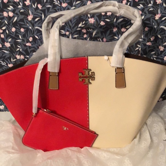 Tory Burch McGraw color block shopper tote